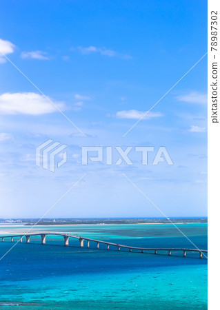 Miyakojima, Okinawa, blue sky and Irabu Ohashi, Japan 78987302