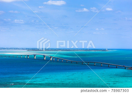 Miyakojima, Okinawa, blue sky and Irabu Ohashi, Japan 78987303