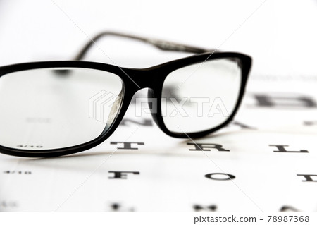 Glasses on eye chart Glasses on eye chart 78987368