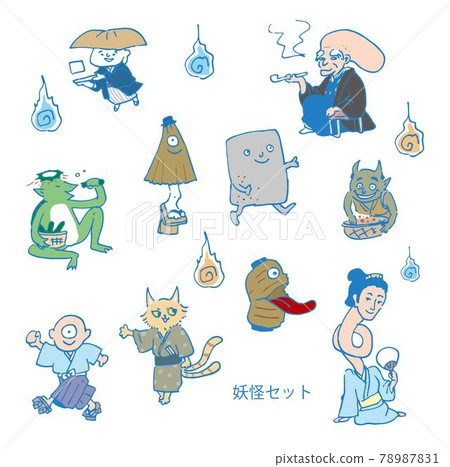 Hand-painted youkai set blue Hand-painted youkai set blue 78987831