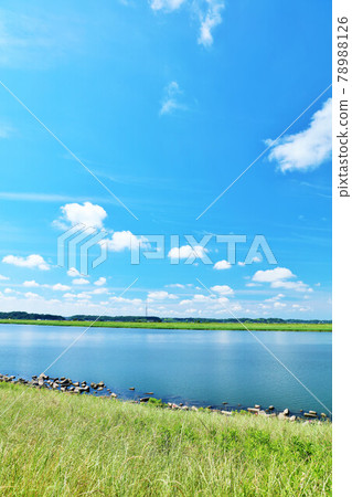 Chiba Prefecture Tone River in a refreshing blue sky 78988126