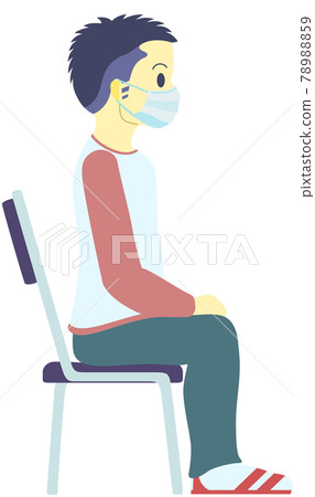 一個戴著面具的男人坐在椅子上等著 一個戴著面具的男人坐在椅子上等著 78988859