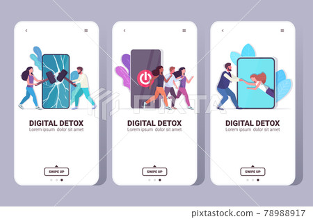 set people spending time without devices digital detox concept women men abandoning gadgets set people spending time without devices digital detox concept women men abandoning gadgets 78988917