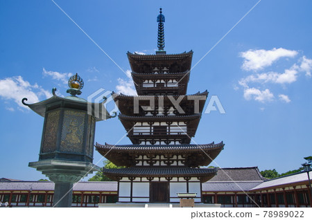 Yakushiji Temple, a World Heritage Site in the ancient city of Nara, with the east tower after being completely dismantled and repaired 78989022