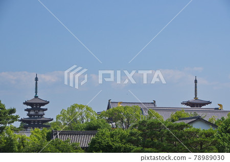奈良古城世界遺產藥師寺與完全拆除修復後的東塔 奈良古城世界遺產藥師寺與完全拆除修復後的東塔 78989030