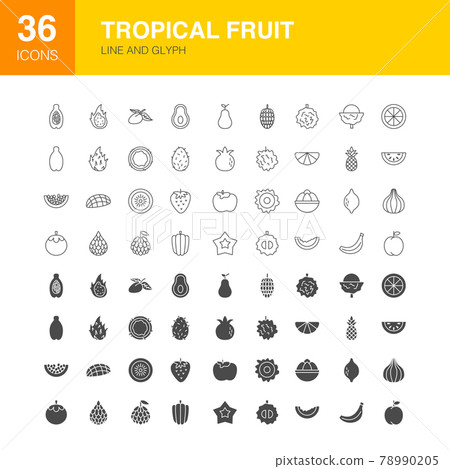 Tropical Fruit Line Web Glyph Icons 78990205