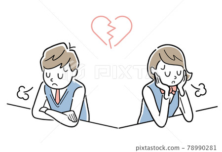 矢量圖素材:心碎的男女學生 矢量圖素材:心碎的男女學生 78990281