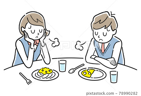 Vector Illustration Material: Male and female students with no appetite 78990282