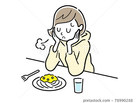 矢量插圖素材:沒有胃口的女孩 矢量插圖素材:沒有胃口的女孩 78990288