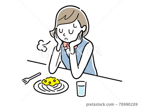 Vector illustration material: Female student with no appetite Vector illustration material: Female student with no appetite 78990289