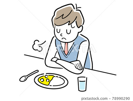 Vector illustration material: Male student with no appetite Vector illustration material: Male student with no appetite 78990290