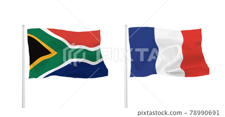 法國和南非的旗幟 78990691