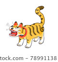 Hand-painted papier-mache tiger illustration 78991138