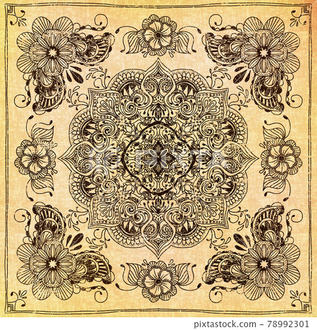 曼荼羅圖案黃色 78992301