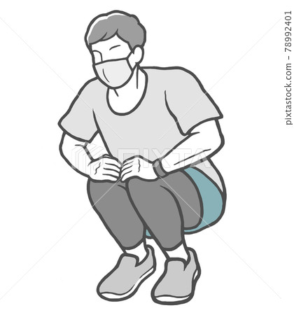 Mask bending and stretching men outside stretch Mask bending and stretching men outside stretch 78992401