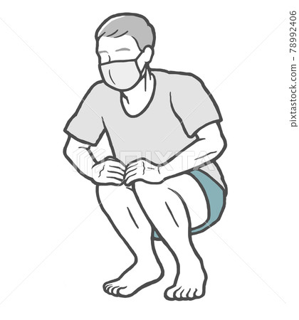 Mask bending and stretching old man grandfather stretch Mask bending and stretching old man grandfather stretch 78992406