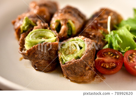 Amazake miso sauce lettuce meat roll Amazake miso sauce lettuce meat roll 78992620