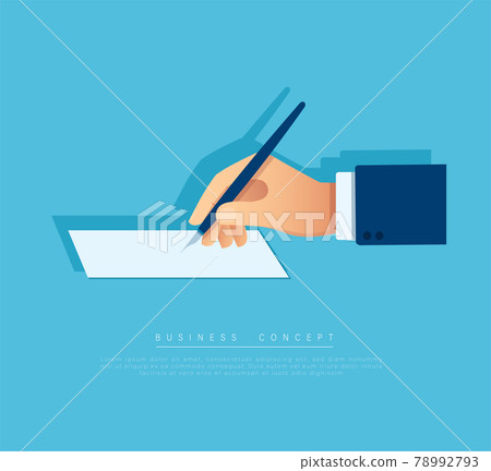 hand with pen writing on the white page. vector... - Stock Illustration ...