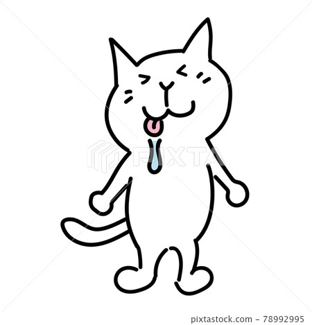 Illustration of a cute white cat that drools Illustration of a cute white cat that drools 78992995