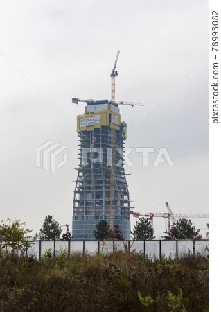 Belgrade, Serbia -  November 23, 2020: Belgrade Waterfront residences and business buildings under construction in Belgrade. Luxury apartments and offices in Belgrade on Savamala 78993082
