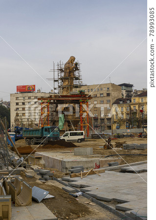 Belgrade, Serbia - November 23. 2020: Stefan Nemanja Monument under construction in front of old railway station in Belgrade, Serbia 78993085