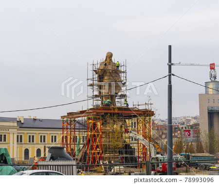 Belgrade, Serbia - November 23. 2020: Stefan Nemanja Monument under construction in front of old railway station in Belgrade, Serbia Belgrade, Serbia - November 23. 2020: Stefan Nemanja Monument under construction in front of old railway station in Belgrade, Serbia 78993096