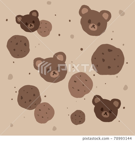 Kawaii background of chocolate cookies and bear heads Kawaii background of chocolate cookies and bear heads 78993144