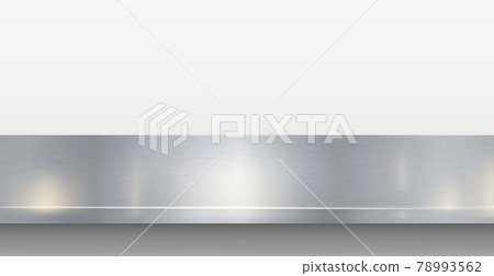 Metal kitchen countertop, iron texture, large table on a white background - Vector 78993562