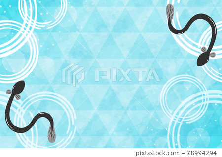 鰻魚背景矩形鱗片圖案水彩風格 78994294