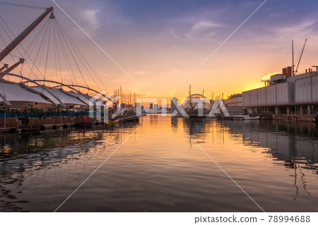 Porto Antico Old Port in Genoa, Italy. Porto Antico Old Port in Genoa, Italy. 78994688