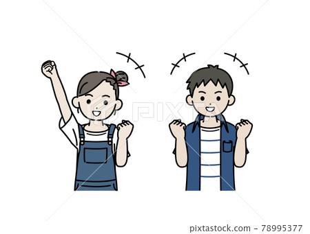 充滿活力的男孩和女孩的插圖 膽量構成 兒童 小學生 低年級 78995377