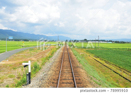 Scenery from the Yamagata Railway Flower Nagai Line and the train window in the summer of 2020 78995910
