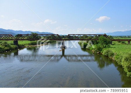 Scenery from the Yamagata Railway Flower Nagai Line and the train window in the summer of 2020 78995951