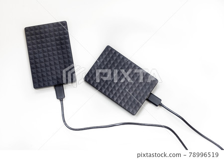 External hard disk drive isolated on white background, modern design for storage computer, laptop. Copy space,top view 78996519