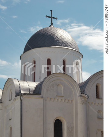 Dome of the Borisoglebsky Cathedral in Chernigov. The dome of the Orthodox Church against the sky. 78996747