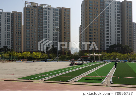 Artificial grass field grass replacement work Artificial grass field grass replacement work 78996757