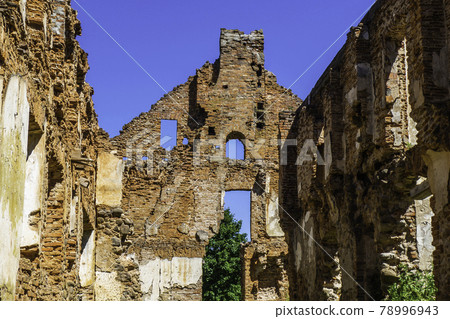 Old Manor Bricks Ruins with Forest in Background, Republic of Paulava, Lithuania Old Manor Bricks Ruins with Forest in Background, Republic of Paulava, Lithuania 78996943