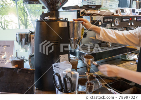 Coffee machine installed in a cafe 78997027