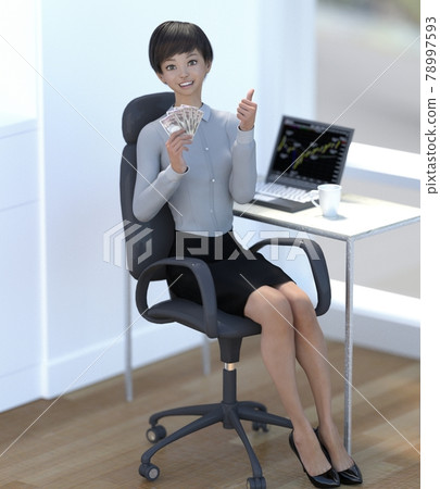 互聯網商業成功形象燙髮3DCG插畫素材 互聯網商業成功形象燙髮3DCG插畫素材 78997593
