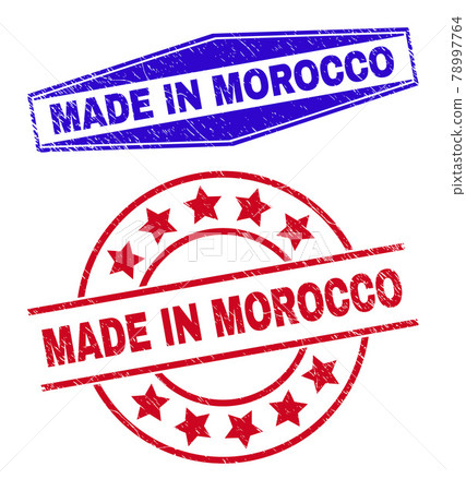 MADE IN MOROCCO Unclean Stamps in Circle and Hexagonal Forms MADE IN MOROCCO Unclean Stamps in Circle and Hexagonal Forms 78997764