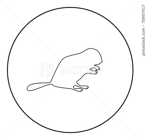 Beaver animal Rodent stand silhouette in circle Beaver animal Rodent stand silhouette in circle 78997917