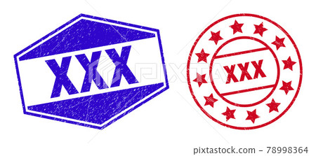 Hd Xxxsex Video - XXX Corroded Stamp Seals in Circle and Hexagon... - Stock Illustration  [78998364] - PIXTA