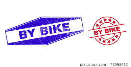 BY BIKE Grunge Stamp Seals in Round and Hexagonal Shapes 78998432