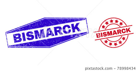 BISMARCK Grunge Stamps in Circle and Hexagon Shapes BISMARCK Grunge Stamps in Circle and Hexagon Shapes 78998434