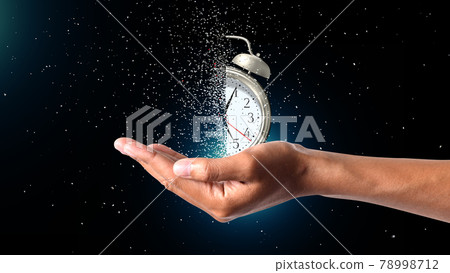 Clock Dispersing in hand Concept of passing... - Stock Illustration ...