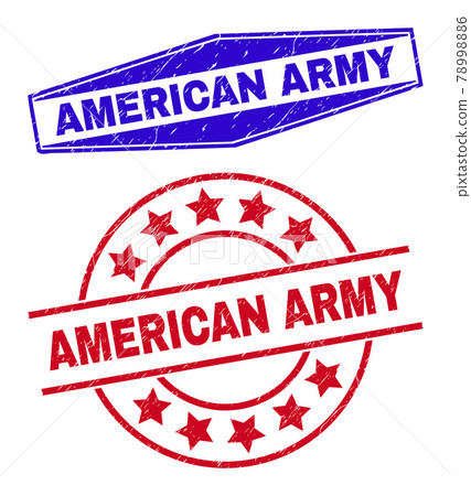 AMERICAN ARMY Grunged Badges in Round and Hexagon Shapes AMERICAN ARMY Grunged Badges in Round and Hexagon Shapes 78998886