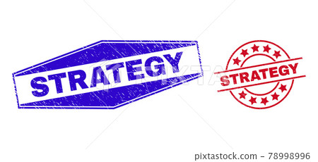 STRATEGY Scratched Stamps in Round and... - Stock Illustration ...