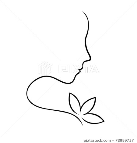 Silhouettes of a line of a girl face in profile 78999737