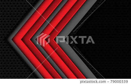 Abstract double red grey arrow shadow direction on dark circle mesh with blank space design modern futuristic background vector illustration. Abstract double red grey arrow shadow direction on dark circle mesh with blank space design modern futuristic background vector illustration. 79000339