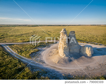 Castle Rock in Kansas prairie 79000389